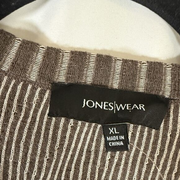 Jones Wear Cardigan Womens XL Brown Animal Print Button Up Long Sleeve Cotton Bl - Picture 5 of 10